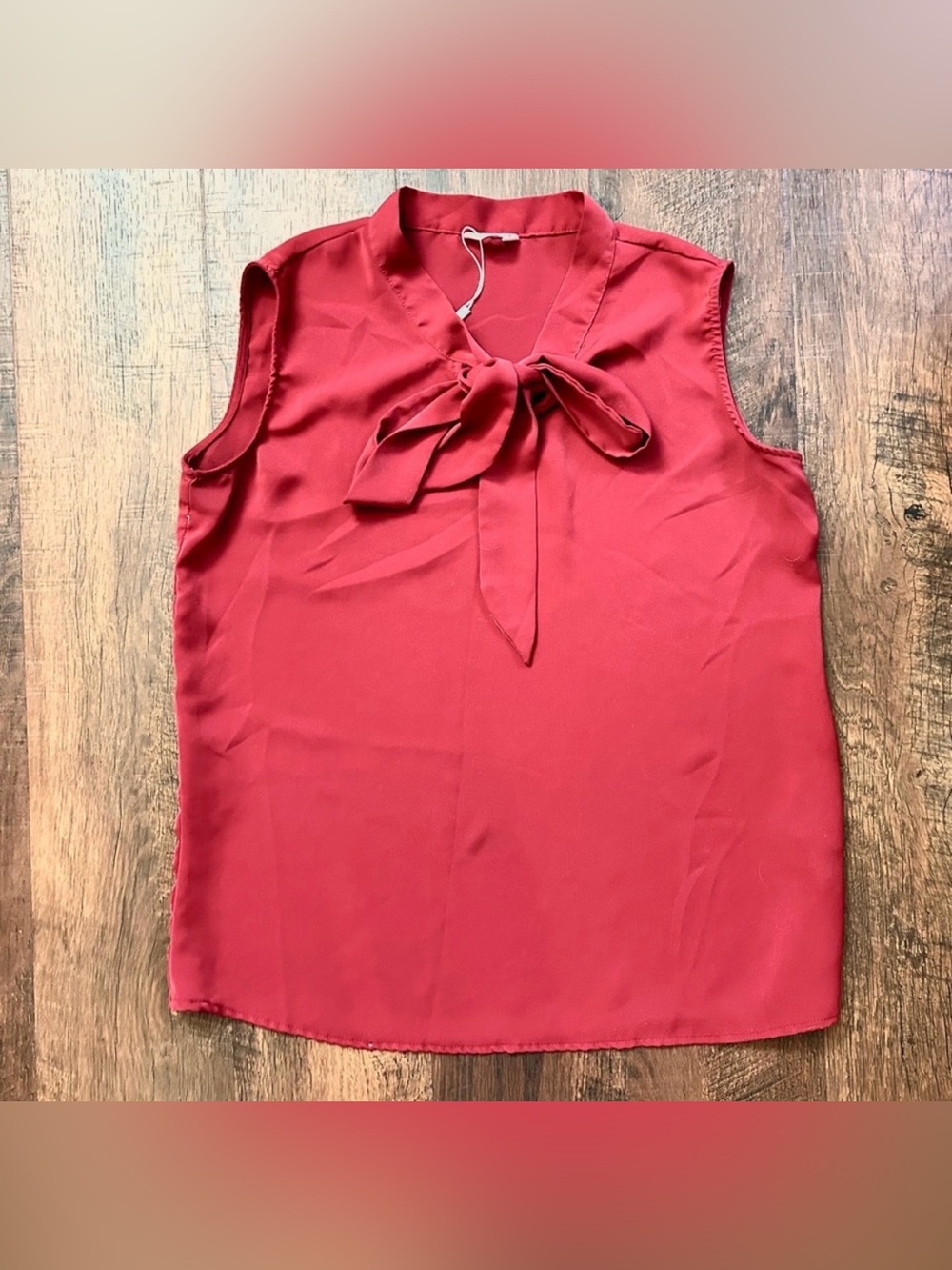 AUQCO sleeveless neck tie burgundy top, size L